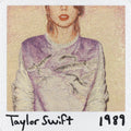 Album cover for '1989' by Taylor Swift with a textured background and text overlay.