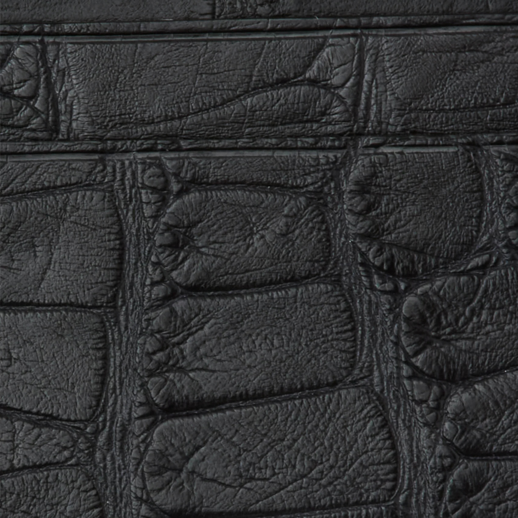 Close-up of a textured black surface with embossed patterns