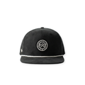 Black cap with a logo on a white background